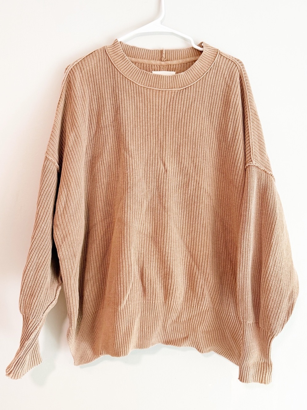 Aerie oversized crewneck knit sweater tan size medium